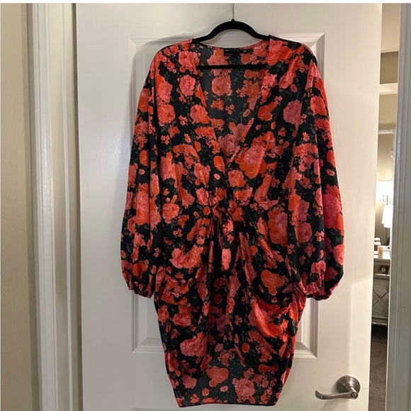 ASOS Knot Front Mini Dress Size 14 - Picture 4 of 6